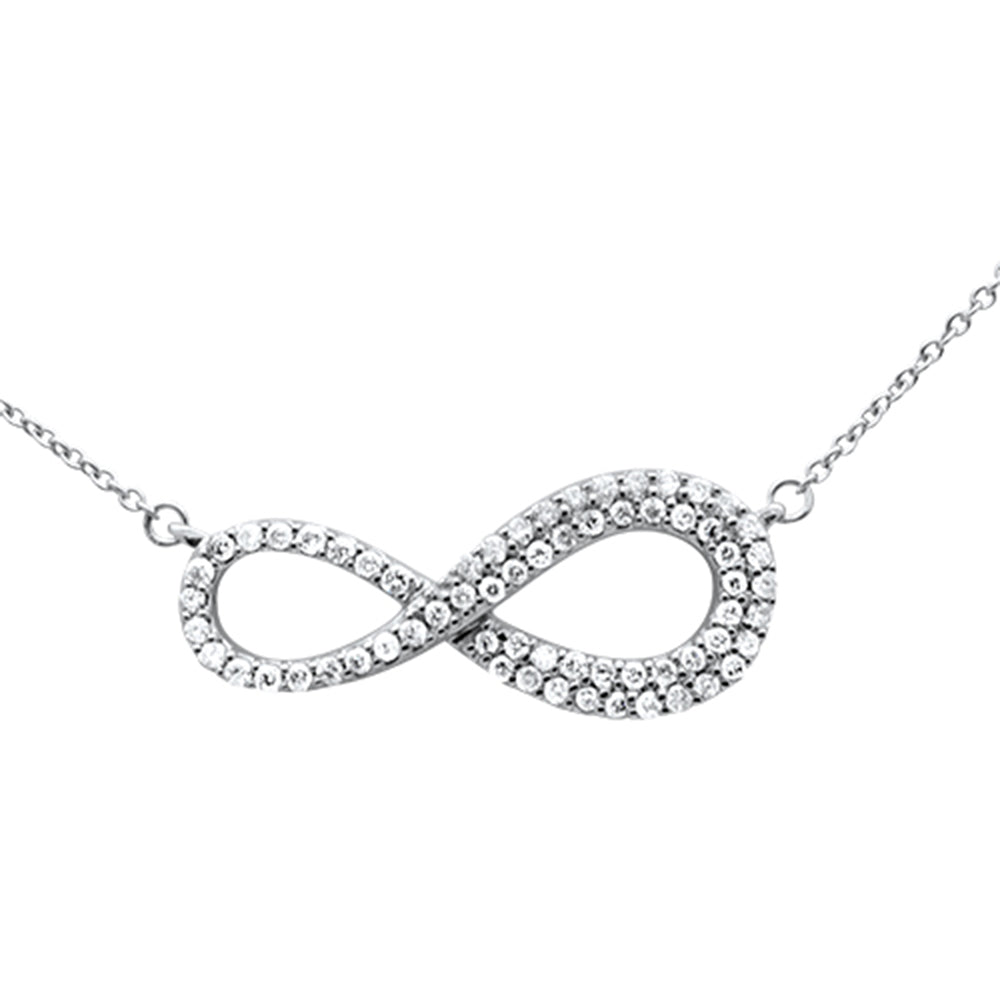 .33ct G SI 14K White Gold Diamond Infinity Style Pendant Necklace 18" Long