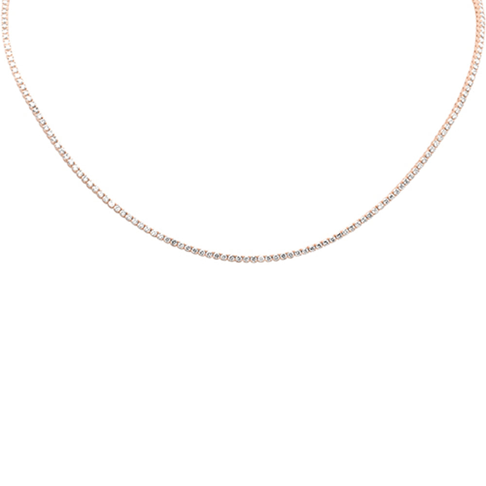 3.10ct G SI 14K Rose Gold Adjustable Tennis Necklace 14"+2" Long
