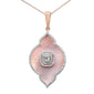 <span style="color:purple">SPECIAL!</span> 14.17ct G SI 14K Rose Gold Diamond Pink Mother of Pearl Pendant Necklace 18" Long