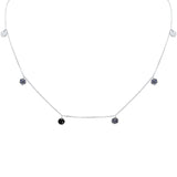 <span>DIAMOND CLOSEOUT! </span> .17ct G SI 14K White Gold Blue Sapphire Gemstone Pendant Necklace 18"