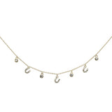 .32ct G SI 14K Yellow Gold Diamond Horsehoe Pendant Necklace 16" + 2" Long