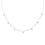 .13ct G SI 14K White Gold Emerald Gemstone Dangling Pendant Necklace 18" Long