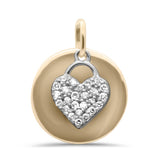 .21ct G SI 14K Two Tone Diamond Round & Heart Shaped Pendant Necklace 18" Long