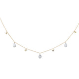 .42ct G SI 14K Yellow Gold Diamond Pear & Round Shaped Drop Pendant Necklace 16" + 2" Long