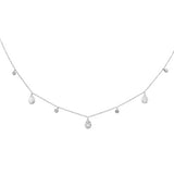 .42ct G SI 14K White Gold Diamond Pear & Round Shaped Drop Pendant Necklace 16+2" Ext Long Chain