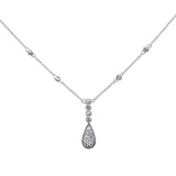 .43ct G SI 14K White Gold Diamond Pear & Round Shaped Drop Pendant Necklace 16" + 2" Long