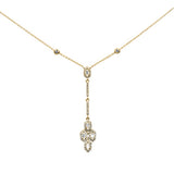 .33ct G SI 14K Yellow Gold Diamond Round & Baguette Drop Pendant Necklace 16" + 2" Long