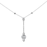 <span style="color:purple">SPECIAL!</span> .34ct G SI 14K White Gold Diamond Round & Baguette Drop Pendant Necklace 16" + 2" Long