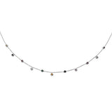 .37ct 14K White Gold Multi Color Gemstone Pendant Necklace 16+2"Ext Long Chain