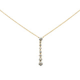 .26ct G SI 14K Yellow Gold Diamond Flower Drop Pendant Necklace 16" + 2" Long