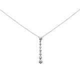 .26ct G SI 14K White Gold Diamond Flower Drop Pendant Necklace 16" Long