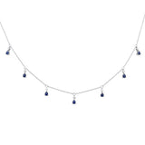 1.85ct G SI 14K White Gold Diamond & Blue Sapphire Pendant Necklace 16+2"Ext Chain