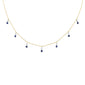<span style="color:purple">SPECIAL!</span>1.41ct G SI 14K Yellow Gold Diamond & Blue Sapphire Gemstones Pendant Necklace 16+2" Ext Long