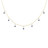 1.41ct G SI 14K Yellow Gold Diamond & Blue Sapphire Gemstones Pendant Necklace 16+2" Ext Long