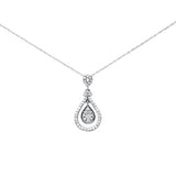 .26ct G SI 14K White Gold Diamond Pear Shaped Pendant Necklace 18" Long Chain