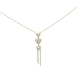 .34ct G SI 14K Yellow Gold Diamond 3 Hearts Drop Pendant Necklace 16" Long Chain