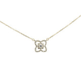 .26ct G SI 14K Yellow Gold Diamond Flower Pendant Necklace 16+2"Ext Chain