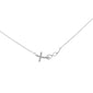 .06ct G SI 14K White Gold Diamond Infinity and Cross Sideways Pendant Necklace 18" Long Chain