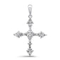 .19ct G SI 14K White Gold Round & Baguette Diamond Cross Pendant Necklace 18" Long