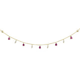 1.06ct G SI 14K Yellow Gold Diamond & Ruby Gemstone Dangling Pendant Necklace 16+2"Ext Long Chain