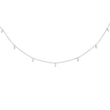 .13ct G SI 14K White Gold Diamond Dangling Pendant Necklace 16+2"Ext Long Chain