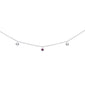 <span style="color:purple">SPECIAL!</span> .10ct G SI 14K White Gold Diamond & Ruby Gemstone Dangling Pendant Necklace 16+2"Ext Long Chain