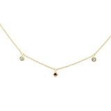 .06ct G SI 14K Yellow Gold Diamond & Ruby Gemstones Pendant Necklace 16+2" Ext Long