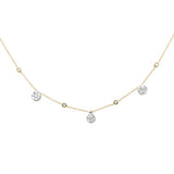 .68ct G SI 14K Yellow Gold Diamond Flower Pendant Necklace 16+2"Ext Long Chain