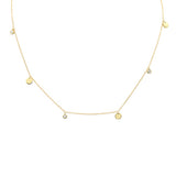 .10ct G SI 14K Yellow Gold Diamond Round Dangling Pendant Necklace 16+2" EXT Long
