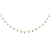  1.22ct G SI 14K Yellow Gold Multi Color Gemstones Pendant Necklace 16+2"Ext Long Chain