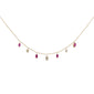 <span style="color:purple">SPECIAL!</span> .80ct G SI 14K Yellow Gold Diamond & Ruby Gemstone Dangling Pendant Necklace 16+2"Ext Long Chain