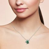 .18ct G SI 14K White Gold Diamond Turtle Pendant Necklace 16+2"Ext Long Chain