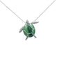 <span style="color:purple">SPECIAL!</span> .18ct G SI 14K White Gold Diamond Turtle Pendant Necklace 16+2"Ext Long Chain