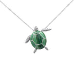 .18ct G SI 14K White Gold Diamond Turtle Pendant Necklace 16+2"Ext Long Chain
