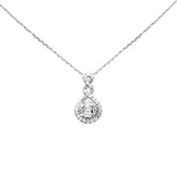 .45ct G SI 14K White Gold Diamond Round & Baguette Pendant 18" Necklace