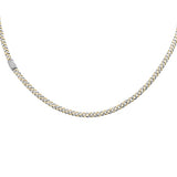 4MM 1.93ct G SI 14K White & Yellow Gold Two Tone Diamond Cuban Necklace 18" Long