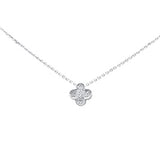 .06ct G SI 14K White Gold Diamond Flower Pendant Necklace 16+2" Long Chain