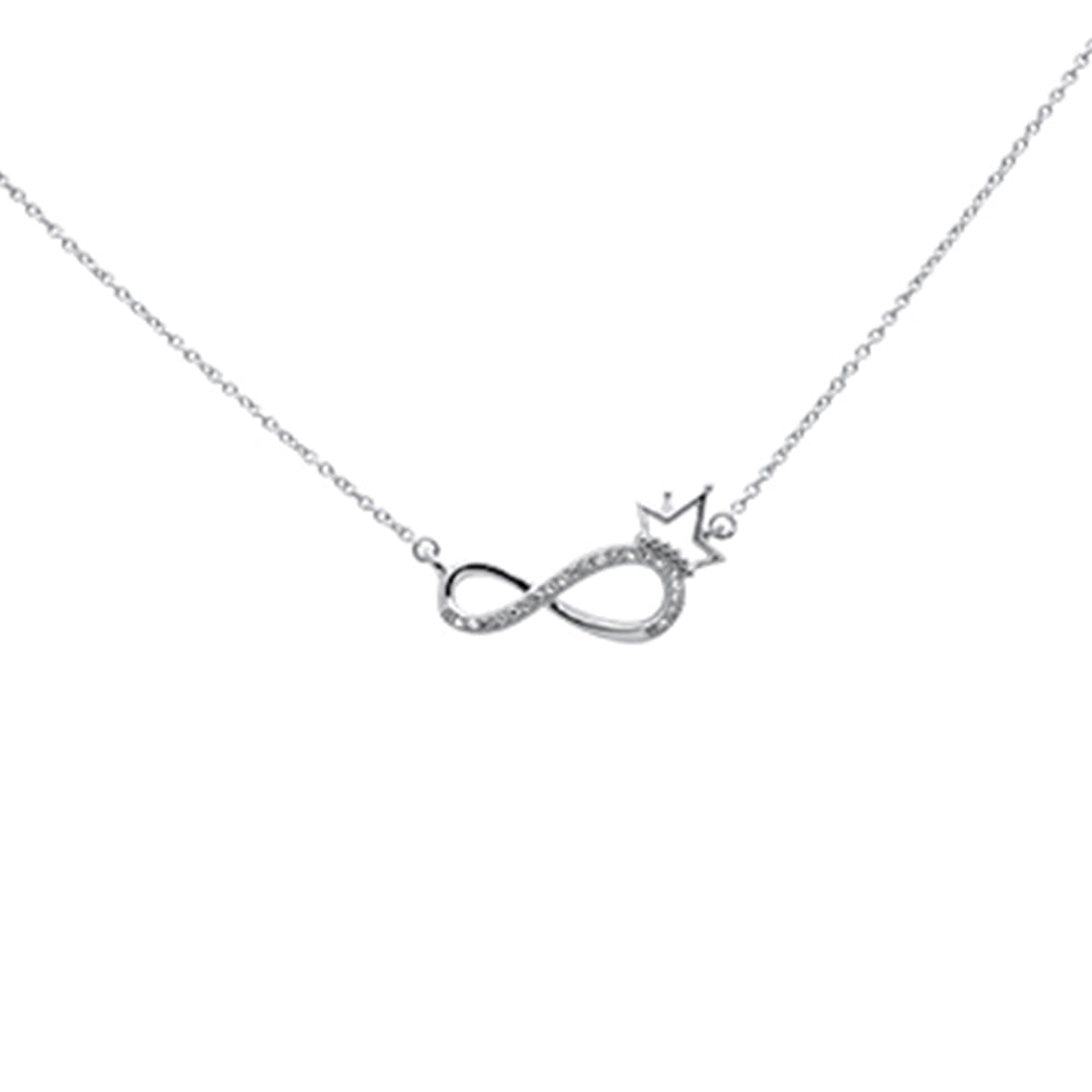 .06ct G SI 14K White Gold Diamond Infinity Pendant Necklace 18" Long