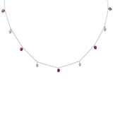 <span>DIAMOND CLOSEOUT! </span> 1.14ct G SI 14K White Gold Diamond & Ruby Gemstone Pendant Necklace 16+2" Long Chain