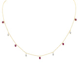 <span>DIAMOND CLOSEOUT! </span> 1.25ct G SI 14K Yellow Gold Diamond & Ruby Gemstone Pendant Necklace 16" +2" EXT