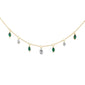 <span style="color:purple">SPECIAL!</span> .66ct G SI 14K Yellow Gold Diamond & Emerald Gemstone Pendant Necklace 16+2" Long Chain