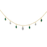 .66ct G SI 14K Yellow Gold Diamond & Emerald Gemstone Pendant Necklace 16+2" Long Chain