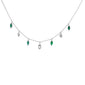 <span style="color:purple">SPECIAL!</span>.58ct G SI 14K White Gold Diamond & Emerald Gemstone Pendant Necklace 16+2" EXT Long