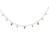 .81ct G SI 14K Yellow Gold Diamond & Emerald Gemstone Pendant Necklace 16+2" Long Chain