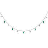 .76ct G SI 14K White Gold Diamond & Emerald Gemstone Pendant Necklace 16" +2" EXT