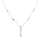 <span style="color:purple">SPECIAL!</span>.26ct G SI 14K White Gold Diamond & Blue Sapphire Gemstone Pendant Necklace 16+2" EXT Long