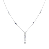 <span>DIAMOND CLOSEOUT! </span>.26ct G SI 14K White Gold Diamond & Blue Sapphire Gemstone Pendant Necklace 16+2" EXT Long