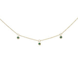 .07ct G SI 14K Yellow Gold Emerald Gemstone Pendant Necklace 16+2" Long Chain