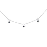 .10ct G SI 14K White Gold Blue Sapphire Gemstone Pendant Necklace 16+2" Long Chain