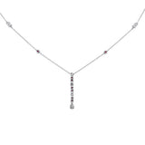 .26ct G SI 14K White Gold Diamond & Ruby Gemstone Pendant Necklace 16+2" Long Chain